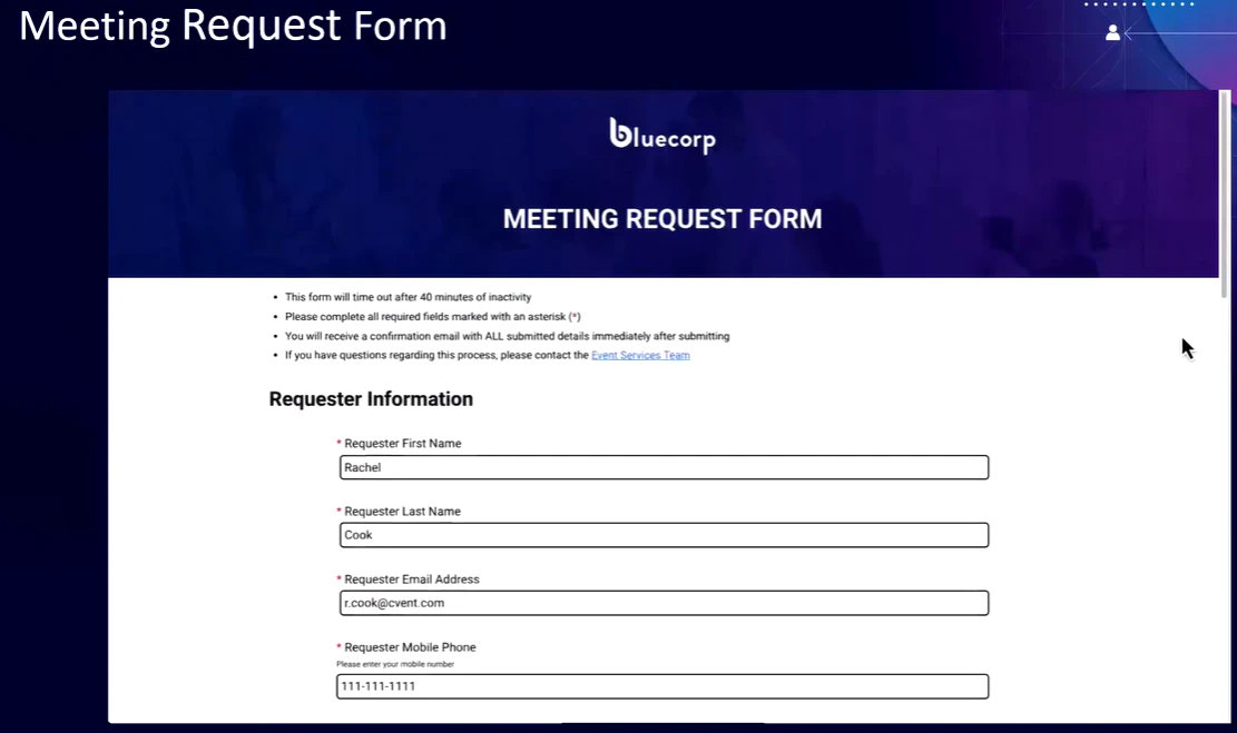 screenshot of Cvent Event Management